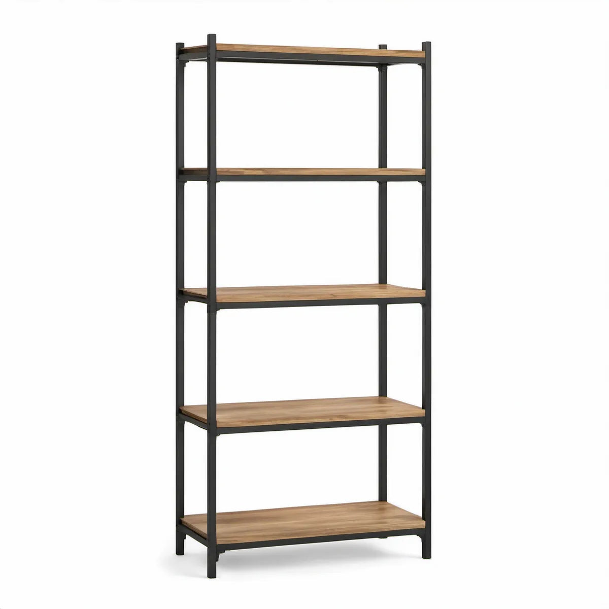 Standregal mit 5 Ablageflächen, 80 x 30 x 180 cm, Braun/Schwarz