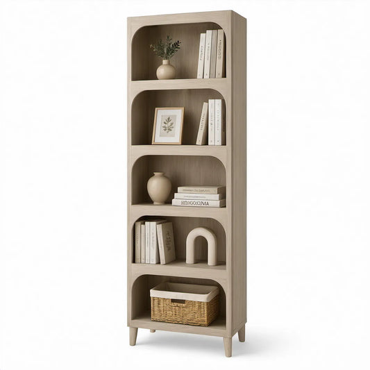 Bücherregal in heller Eichenoptik mit 5 offenen Fächern, 60 x 30 x 180 cm