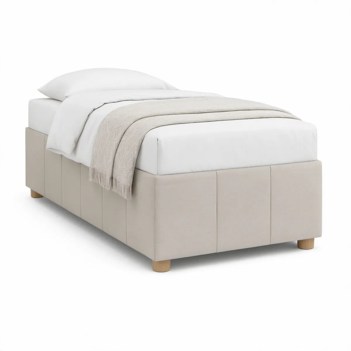 Gepolstertes Bettgestell 90 x 200 cm aus Polyester in Beige