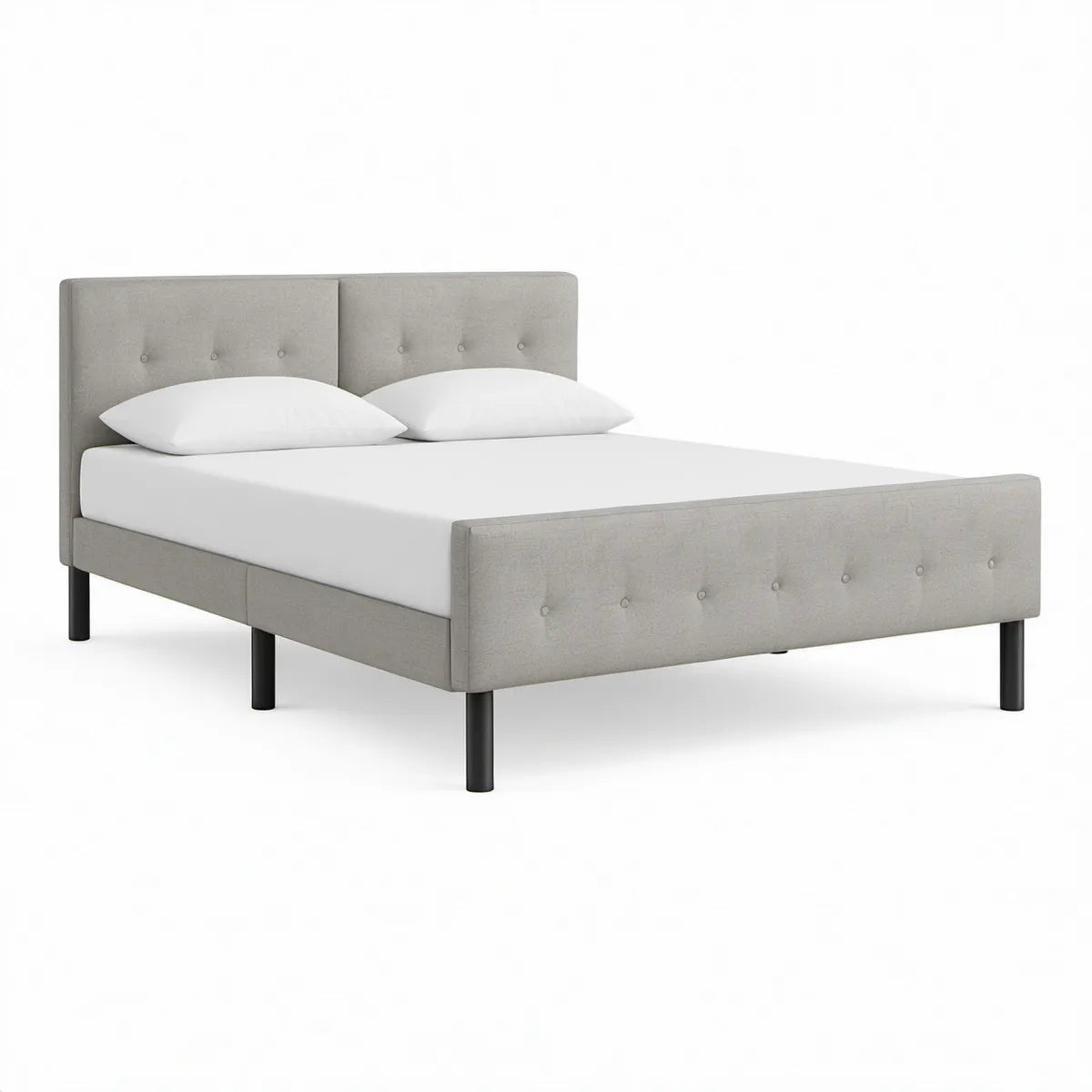 Gepolstertes Doppelbett 160 x 200 cm Grau/Schwarz mit Kopf- und Fussteil
