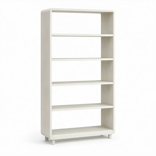 Weisses MDF-Regal mit 5 Ablageflächen, 80 x 30 x 180 cm