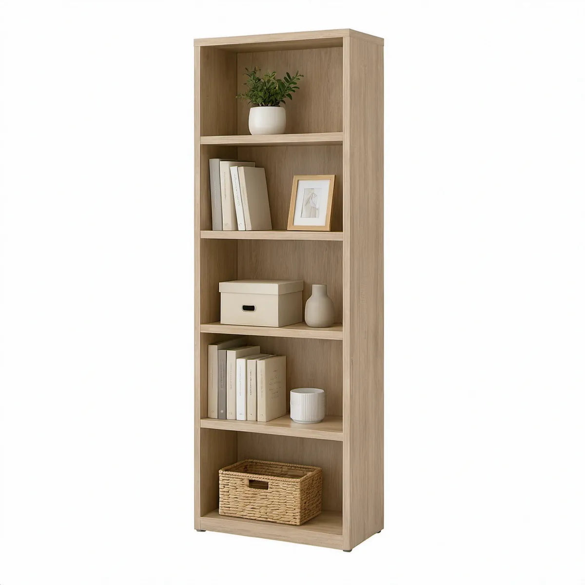 Offenes Bücherregal in heller Eichenoptik, 60 x 30 x 180 cm